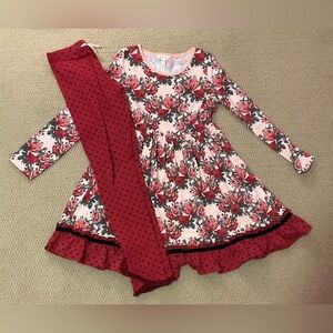 Matilda Jane Rose LS Dress w/ Matching Pants Size 12, Like New